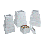 Party Print Cake Box with Window, 2 piece set, 10 x 10 x 8 Inch Deep