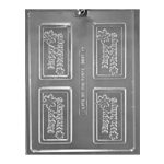 Plastic Bendable Chocolate Mold, Happy Holidays Business Card, 4 Cavities