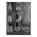 Plastic Bendable Chocolate Mold, Jewish Assortment, 9 Cavities