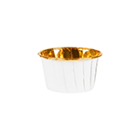 Small White Pleated Baking Cup with Gold Inside, Pack of 16