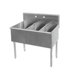 Three Compartment Commercial Sink Not NSF, 12" x 15" Each Bowl