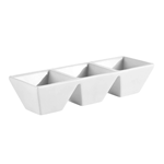 White Porcelain Rectangular 3-Compartment Tray, 7" X 2-1/2"
